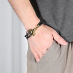 Men's Gold Scorpion Black Braided Leather Magnetic Bracelet