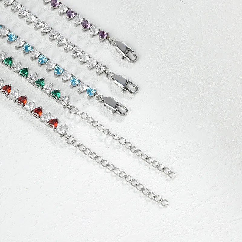 Heart Cubic Zirconia Two-Tone Tennis Chain Necklace