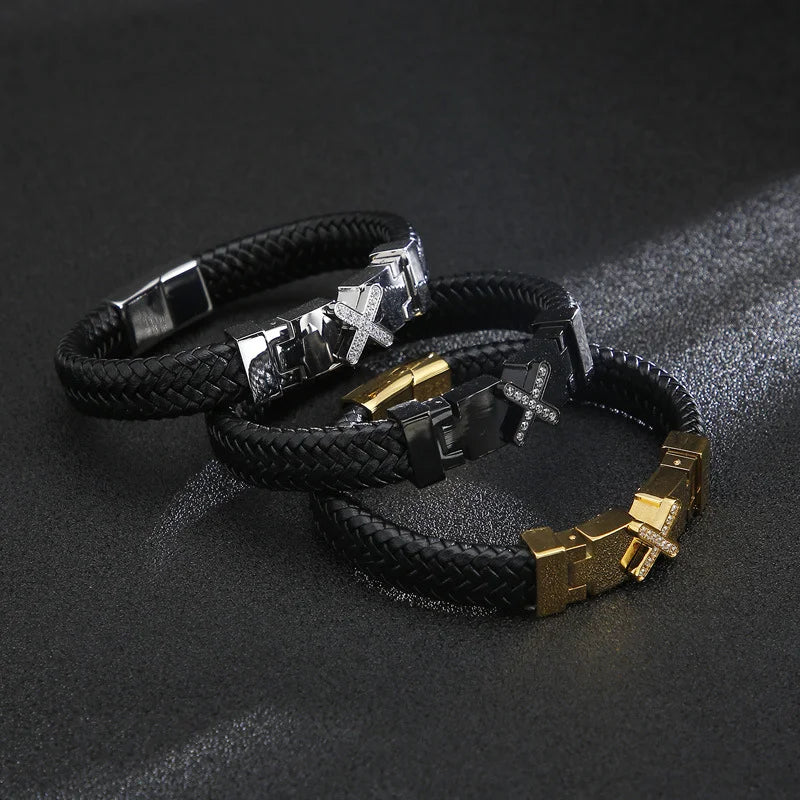 Gold Woven Leather Bracelet