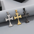 Stainless Steel CZ Cross Pendant Necklace