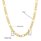 Gold Plated Stainless Steel Figaro Chain Necklace