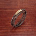 Men's Double Wrap Braided Leather Bracelet
