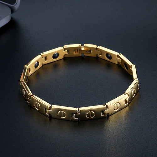 Titanium Link Bracelet with Hematite Inlays