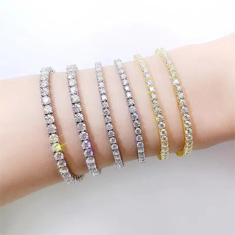 Classic Cubic Zirconia Tennis Bracelet Gold and Silver