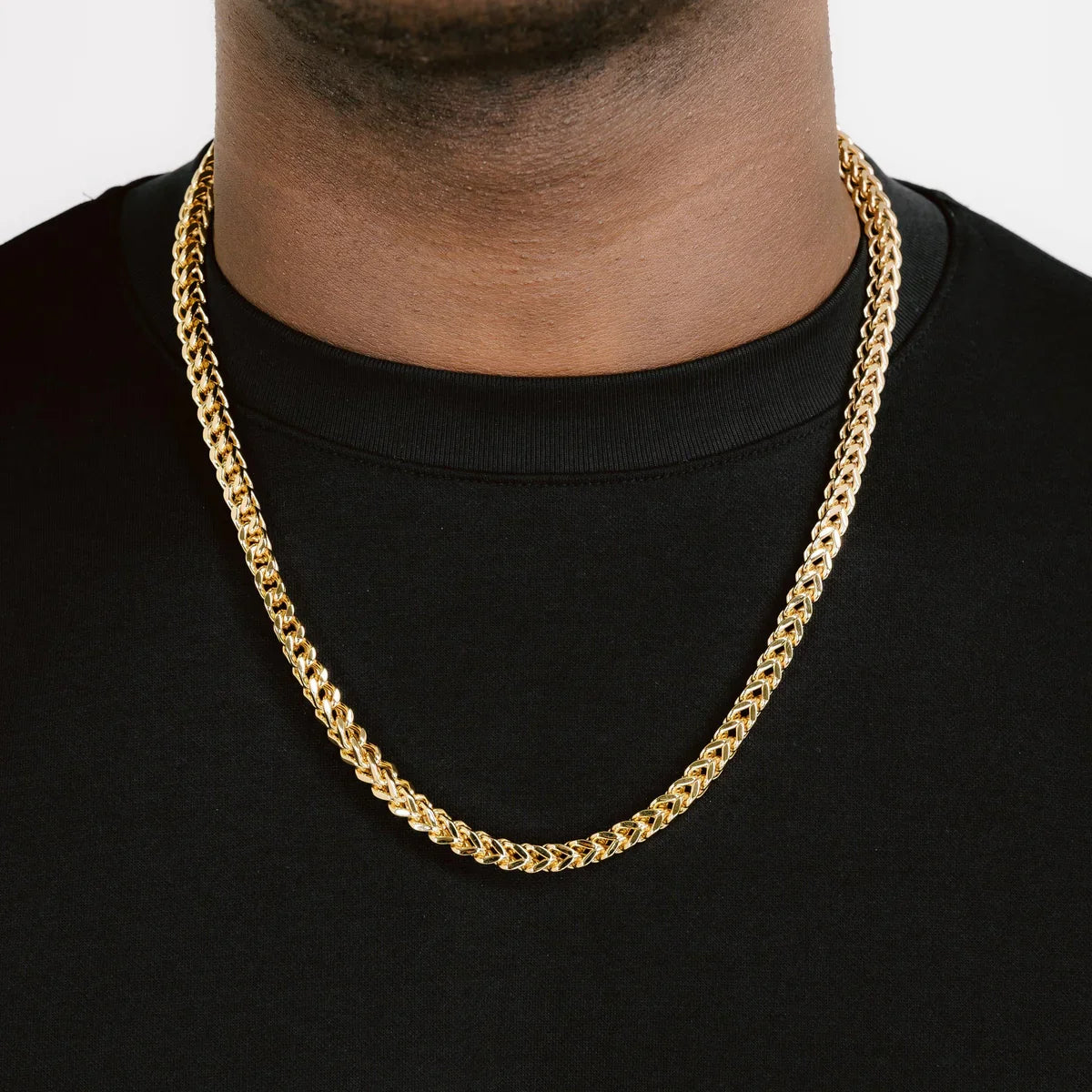 Polished Gold Silver Franco Chain Necklace for Men