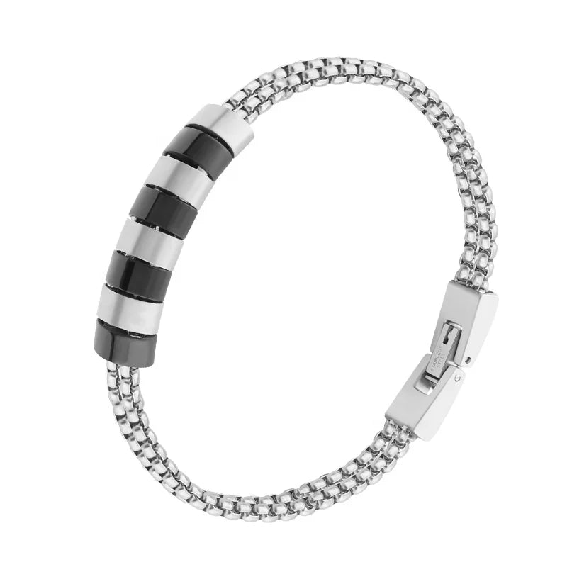 Men's Stainless Steel Double Box Link Chain Bracelet