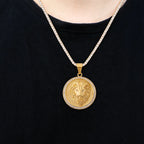 Gold Lion Head Cubic Zirconia Pendant Necklace