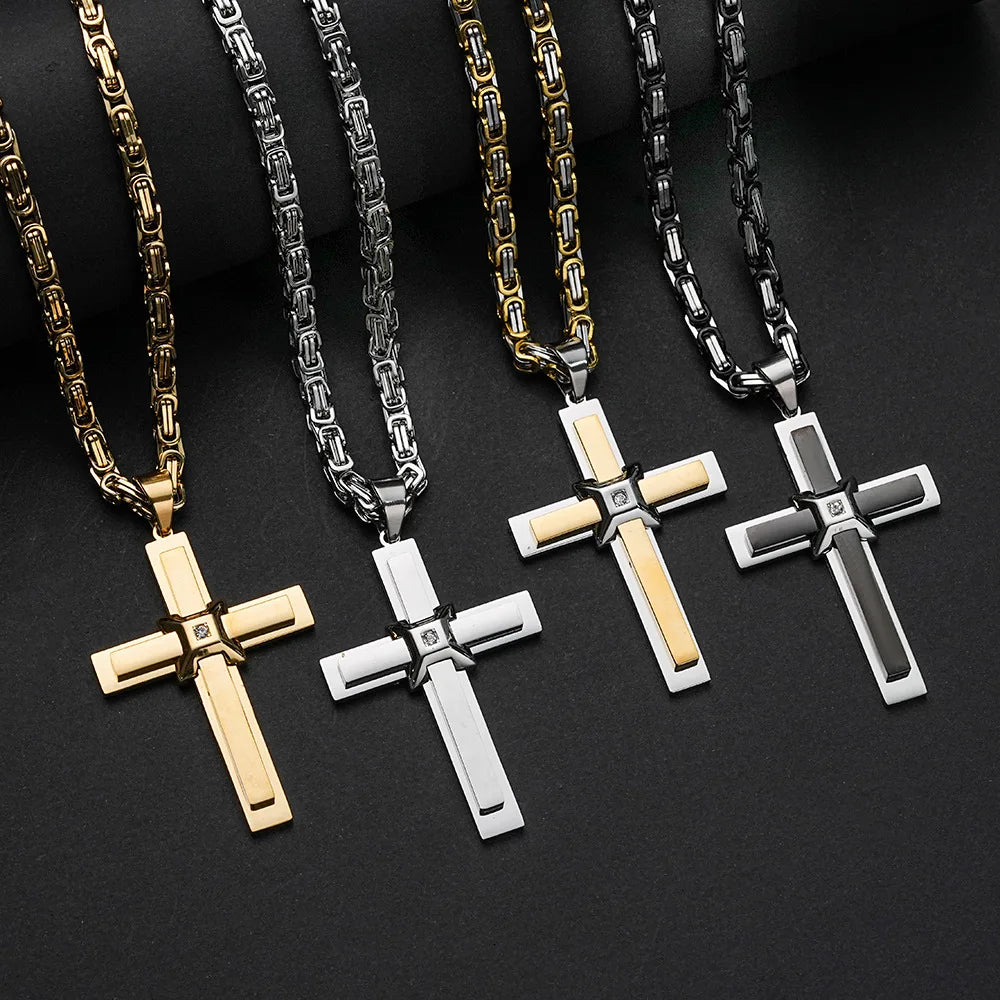 Silver-Tone Emperor Cross Necklace