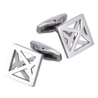 Square Geometric Openwork Polished Silver Cufflinks