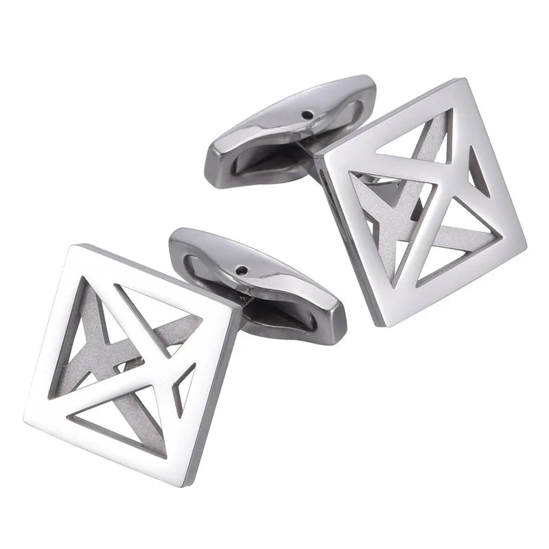 Silver-Tone Solid Round Cufflinks
