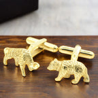 Gold Bull and Bear Textured Cufflinks Set