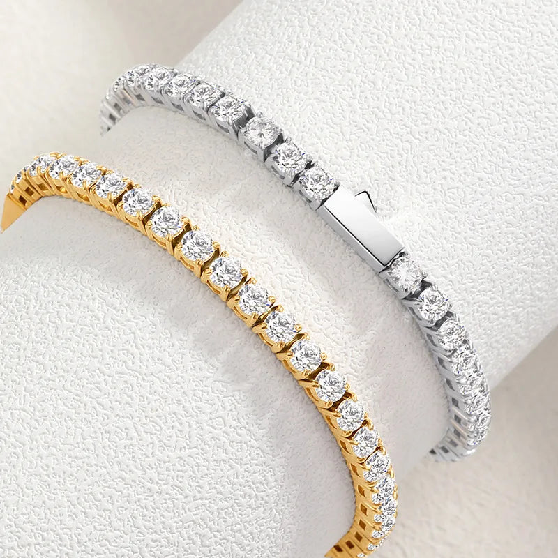 Classic Cubic Zirconia Tennis Bracelet Gold and Silver
