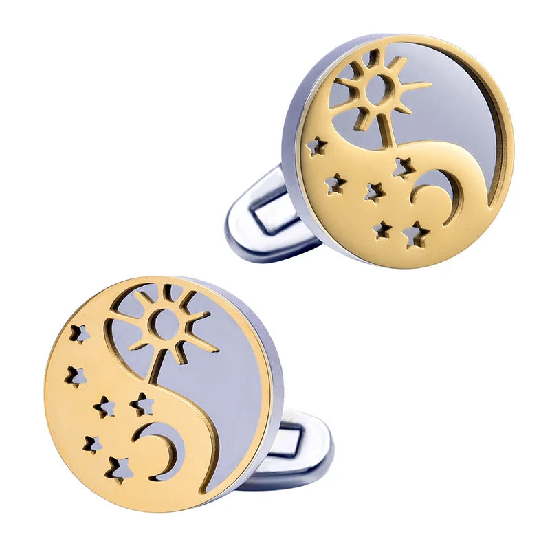 Two-Tone Sun and Moon Yin-Yang Cufflinks