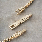 Men's Polished Gold Box Chain Link Bracelet