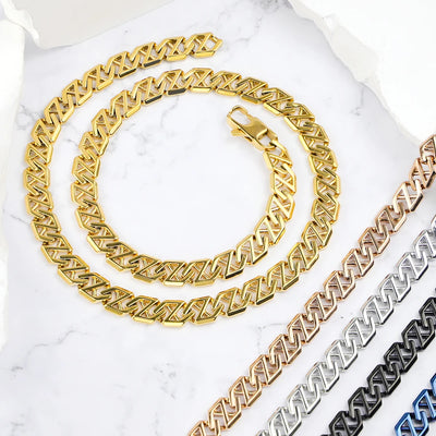 Geometric PVD Cuban Link Necklace 10mm