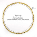 Gold Plated Stainless Steel Twisted Rope Chain Necklace