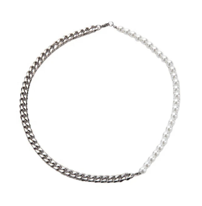 Silver-Tone Cuban Pearl Necklace