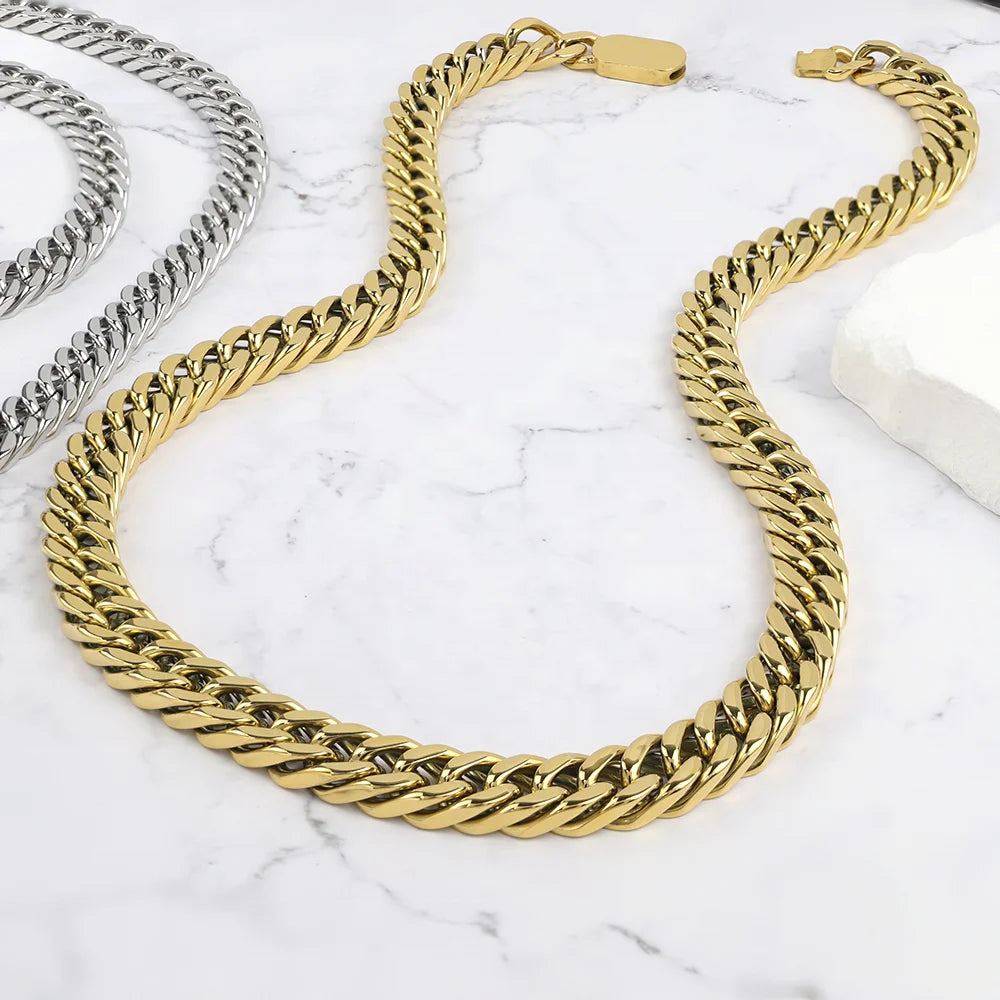 Men's Polished Cuban Link Gold Chain Necklace