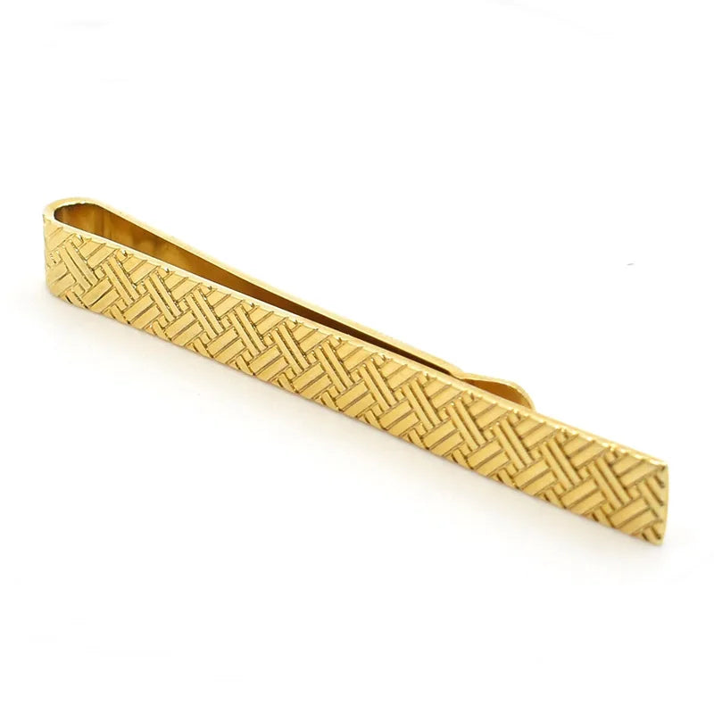 Gold Plated Braided Texture Men's Tie Clip