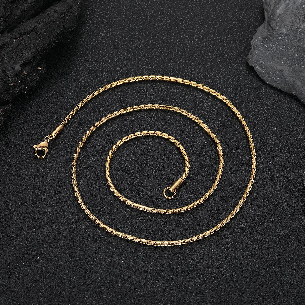 Polished Wheat Chain Necklace with Lobster Clasp