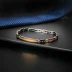 Men's Multi-Tone Ceramic Stainless Steel Bar Bracelet