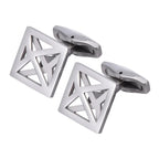 Square Geometric Openwork Polished Silver Cufflinks
