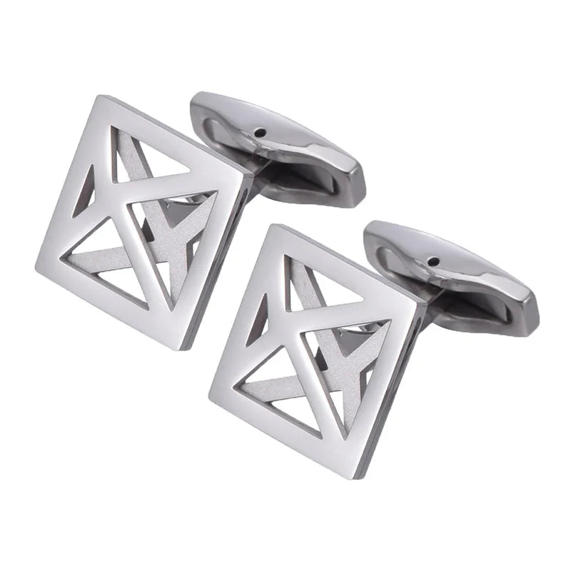 Silver-Tone Solid Round Cufflinks