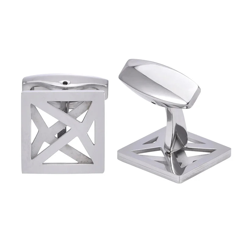Silver-Tone Solid Round Cufflinks
