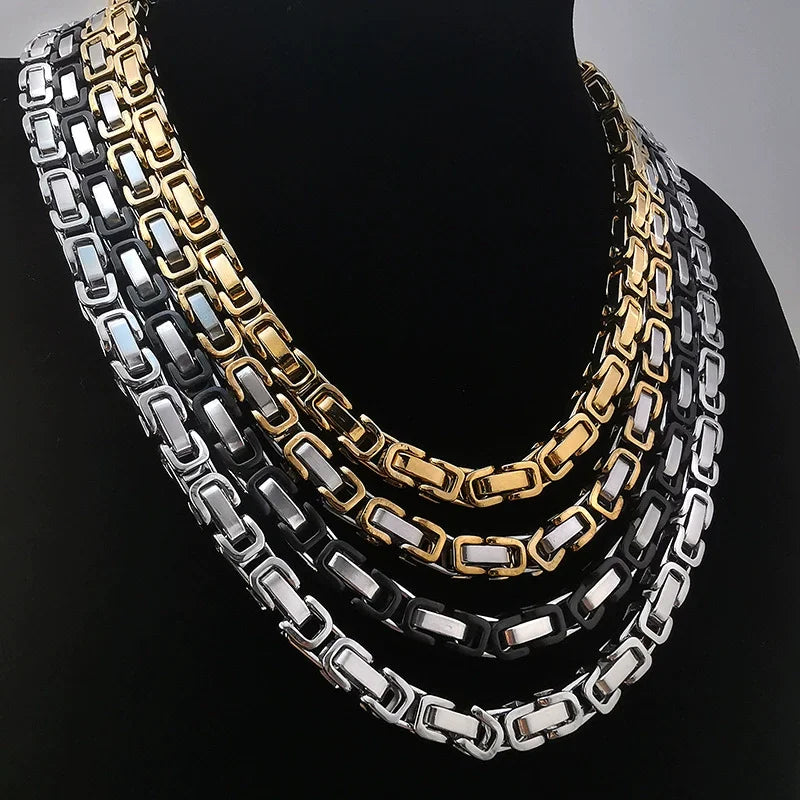 Men's Chunky Byzantine Link Chain Necklace