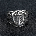Men's Vintage Stainless Steel Knight Shield Sword Ring