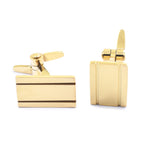 Gold Plated Striped Rectangular Cufflinks
