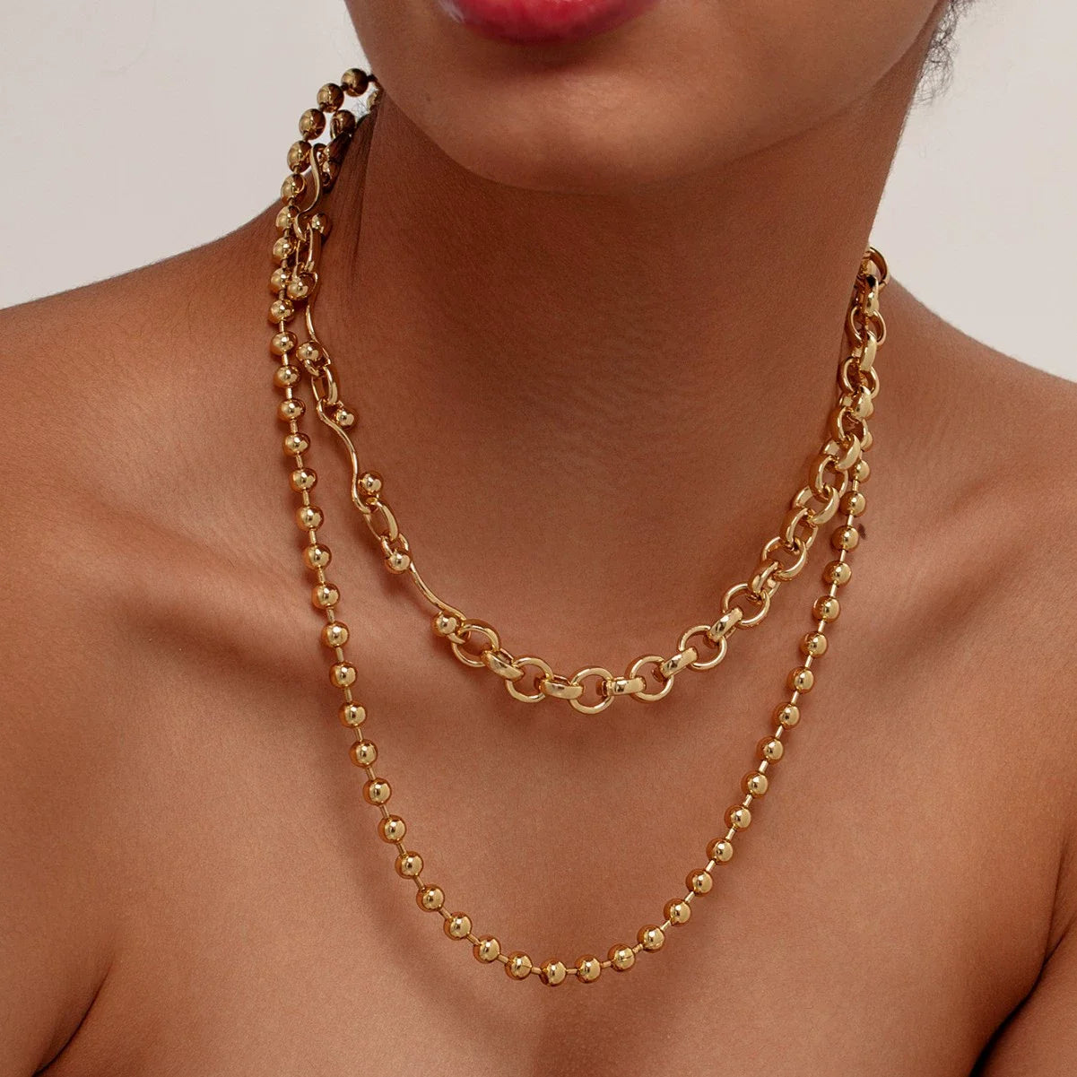 Gold Beaded Ball Necklace II