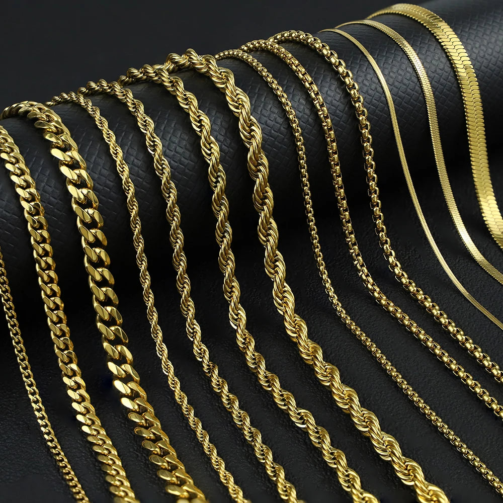 Gold Silver Snake Chain Stainless Steel Necklace