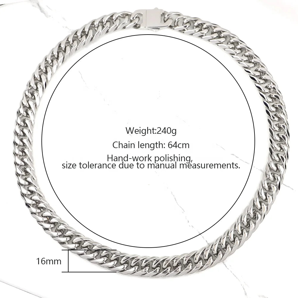 Chunky Silver Polished Cuban Link Chain Necklace