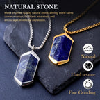 Men's Black Agate Lapis Lazuli Pendant Necklace