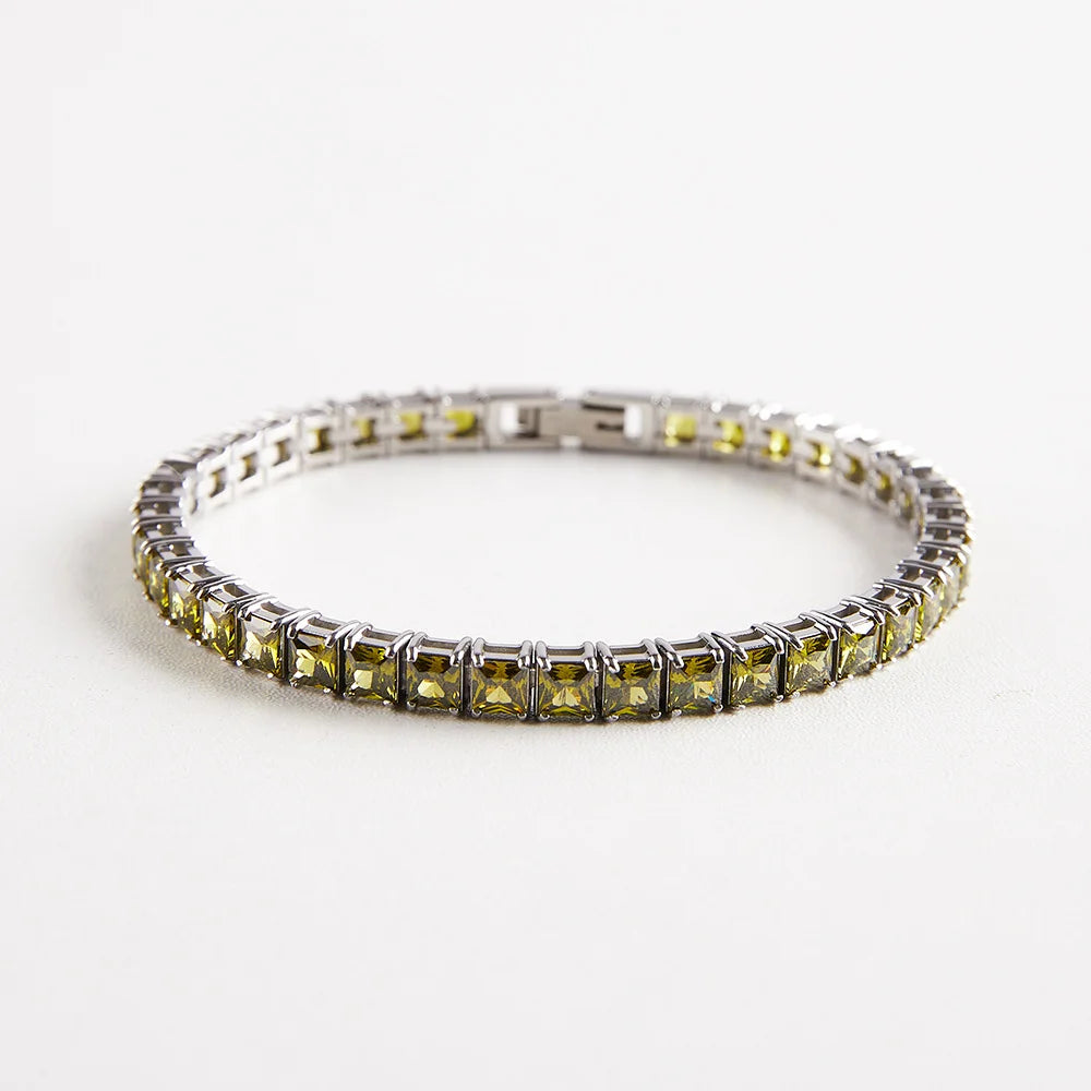 Silver with Crystal Square Tennis Bracelet