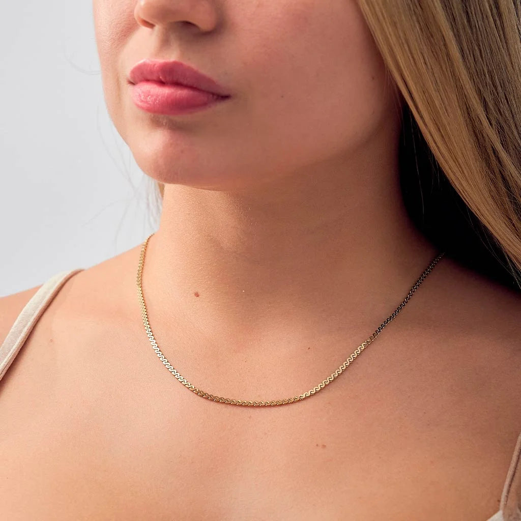 18K Gold Plated Spiral Link Chain Necklace