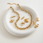 Chunky Gold Stainless Steel Round Link Chain Necklace