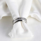 Silver-Tone Zirconia Inlay Ring