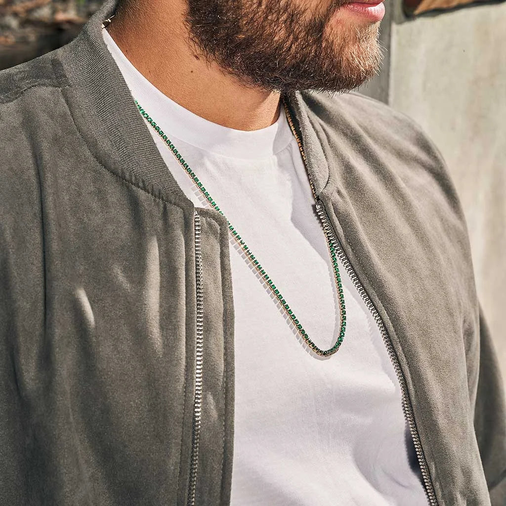 Gold Plated CZ Tennis Chain Necklace for Men