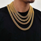 Men's Polished Cuban Link Gold Chain Necklace