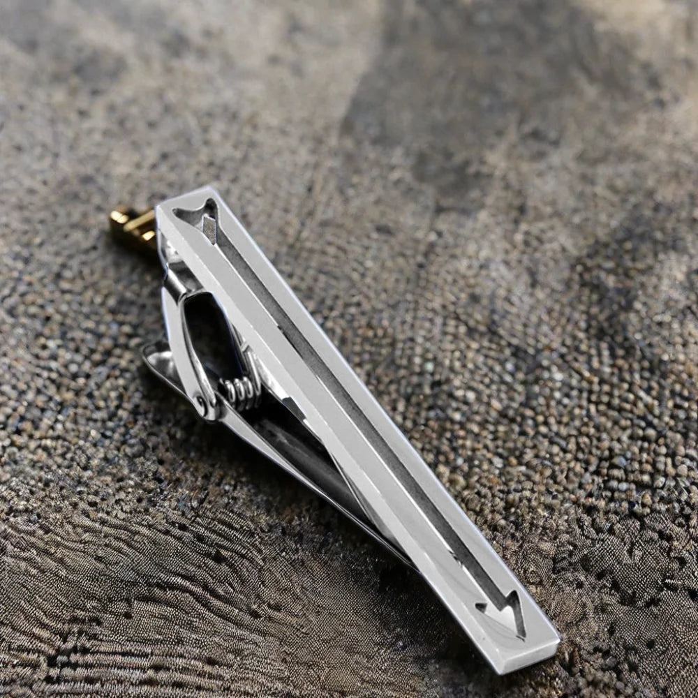 Polished Silver Arrow Motif Tie Clip