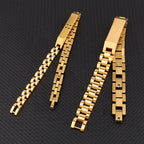 Gold Tone Stainless Steel Watch Band Bracelet Set