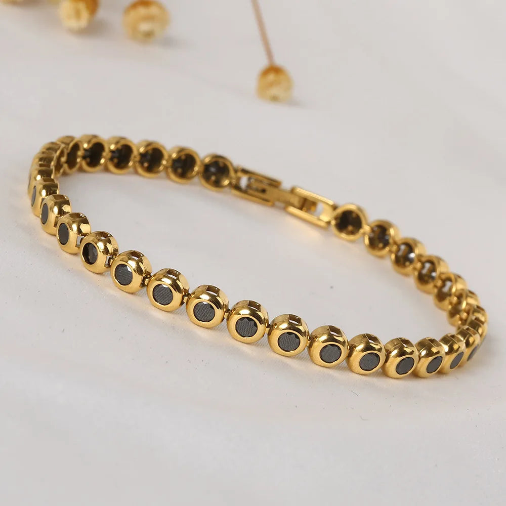 Gold Zircon Lined Bracelet