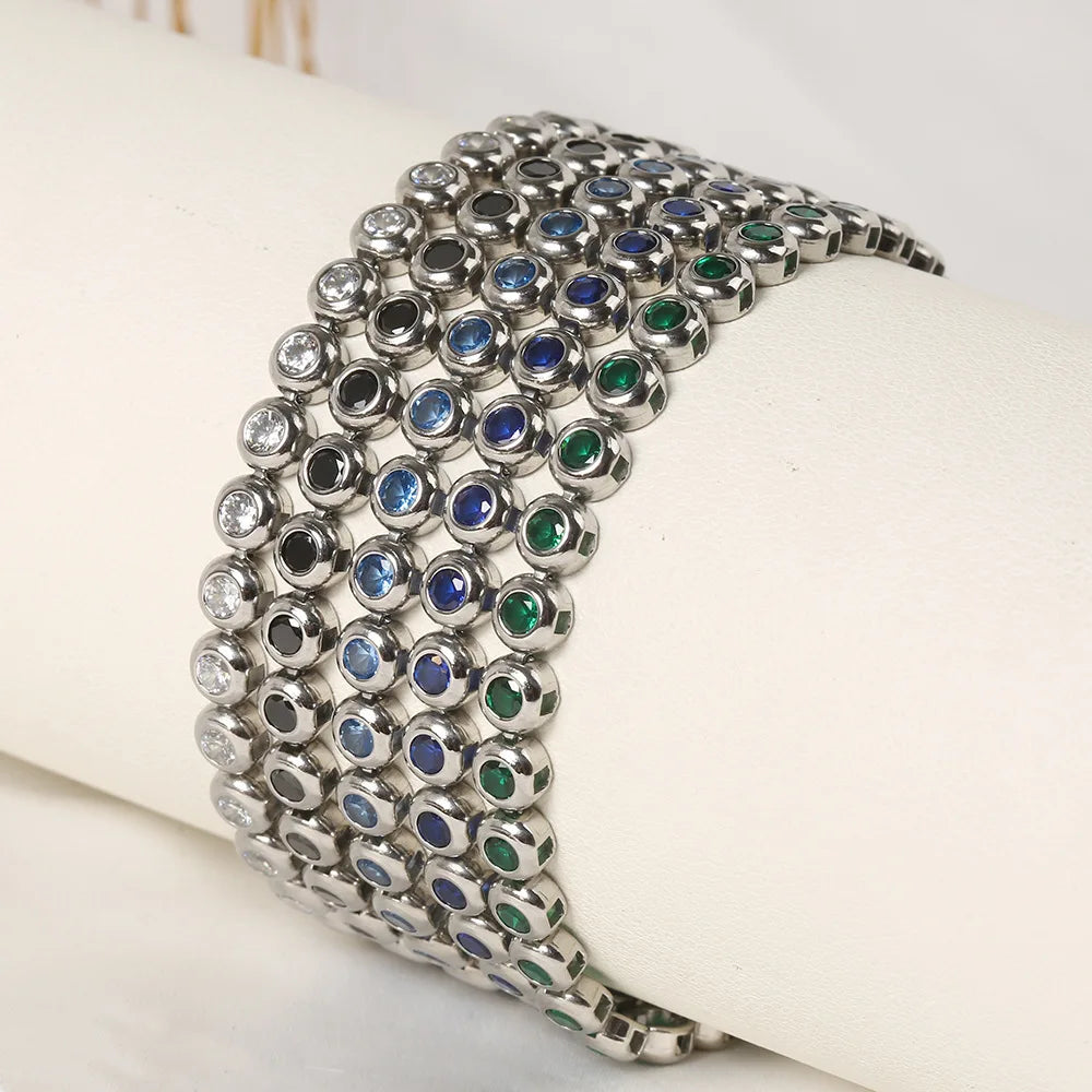 PVD Gold Plated Bezel Set Tennis Bracelet