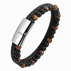Beaded Tiger Eye Leather Bracelet