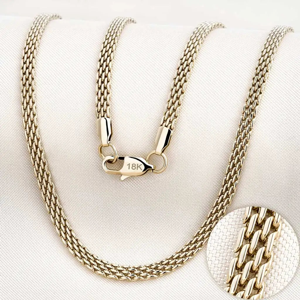 Gold Woven Mesh Chain Lobster Clasp