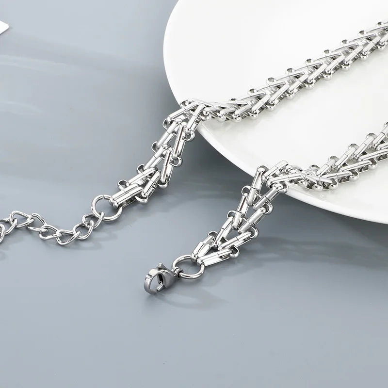 18K Gold Plated Train Track Link Necklace