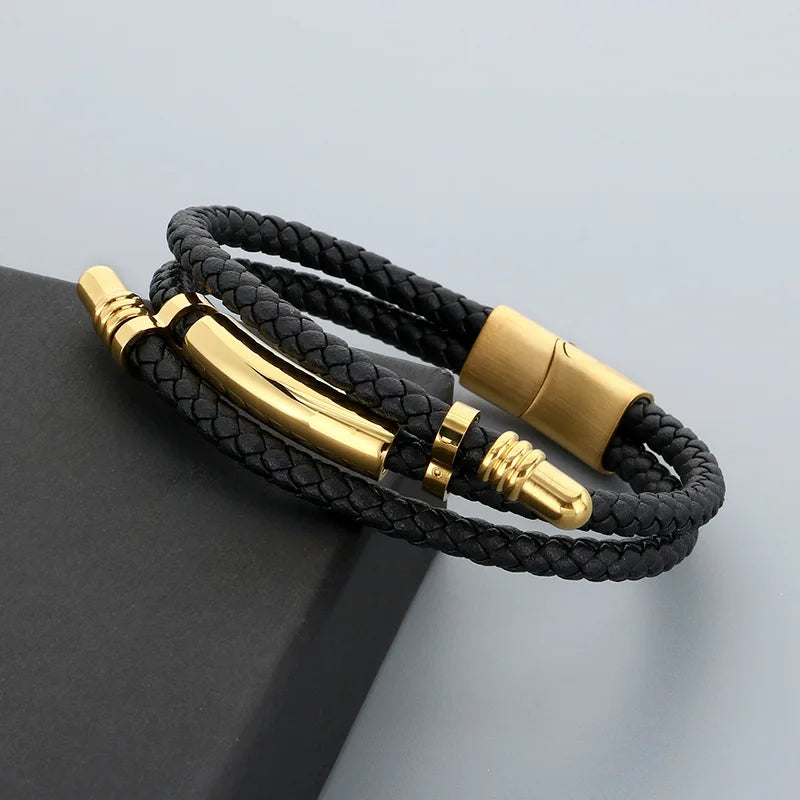 Gold Rope Leather Bracelet
