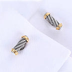 Two Tone Twisted Cable Pearl Cufflinks